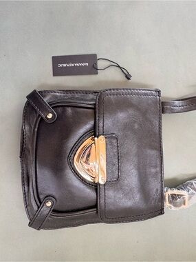 Banana Republic Black Leather Crossbody Bag brand new purse gold hardware bag